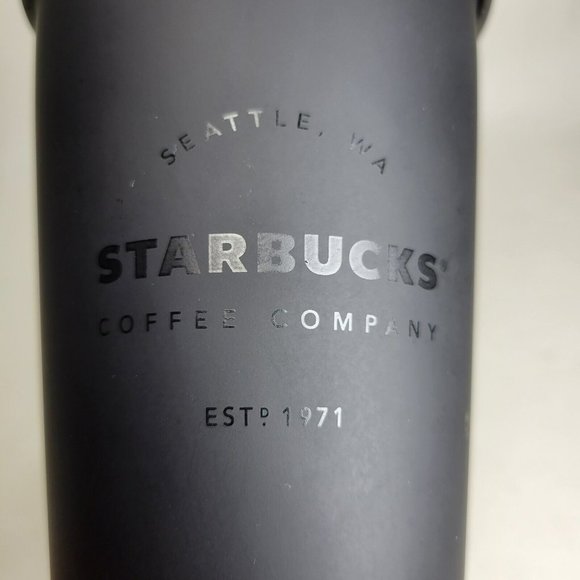 Starbucks Spellout Logo Matte Black Cold Cup with Straw Travel Tumbler 16oz - Picture 2 of 8